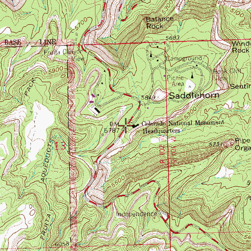 Topographic Map of Colorado National Monument Headquarters, CO