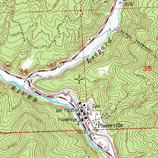 Topographic Map of Donovan Placer Mine, CO