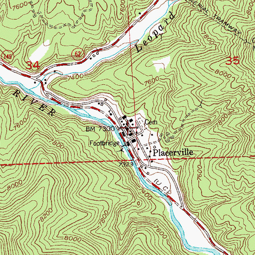 Topographic Map of Gold Ledge Placer Mine, CO