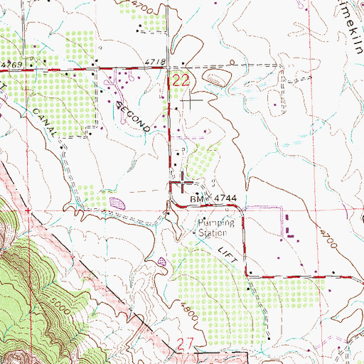 Topographic Map of Redlands Second Lift Canal, CO