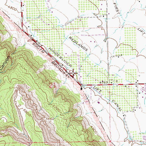 Topographic Map of Hinderlider Lift Canal, CO