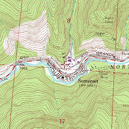 Topographic Map of Somerset B Seam and C Seam Mine, CO