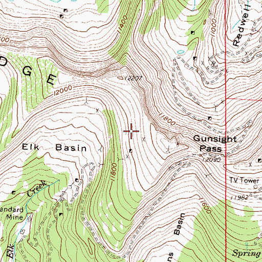 Topographic Map of Redwell Basin Mine, CO