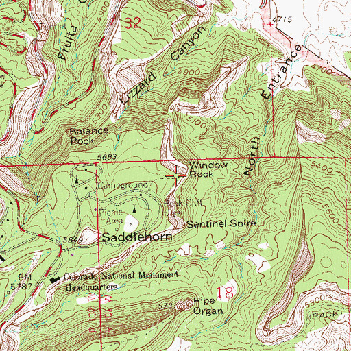 Topographic Map of Window Rock, CO