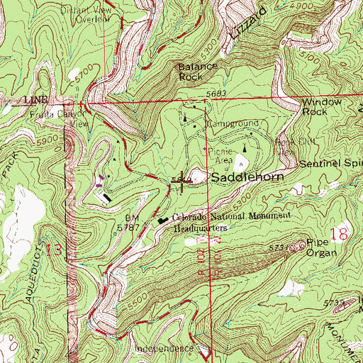 Topographic Map of Saddlehorn, CO