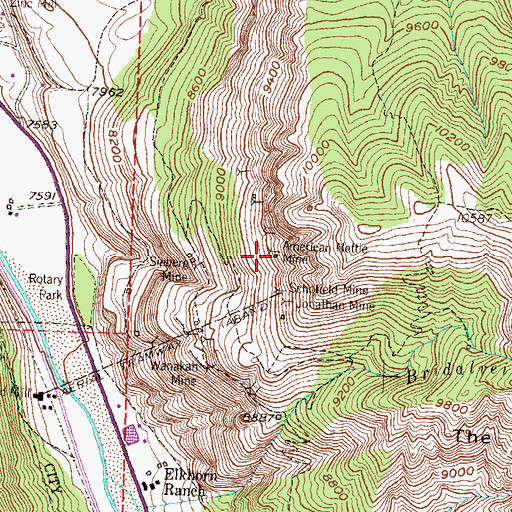 Topographic Map of American-Nettie Mine, CO