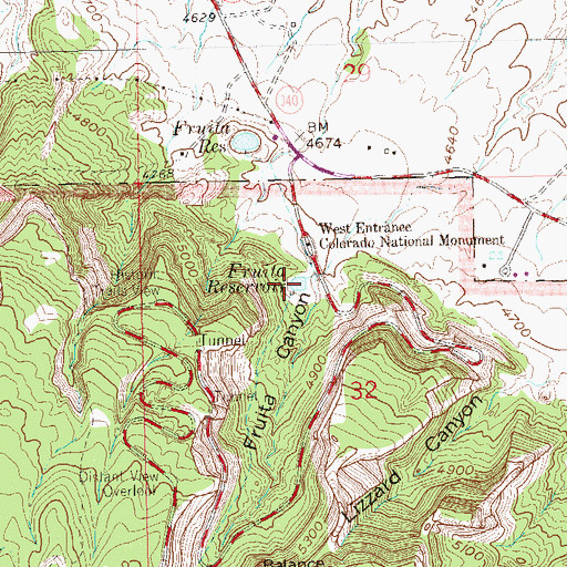 Topographic Map of Fruita Reservoir, CO