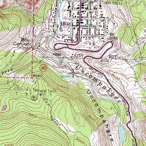 Topographic Map of Prince Lode Claims Mine, CO