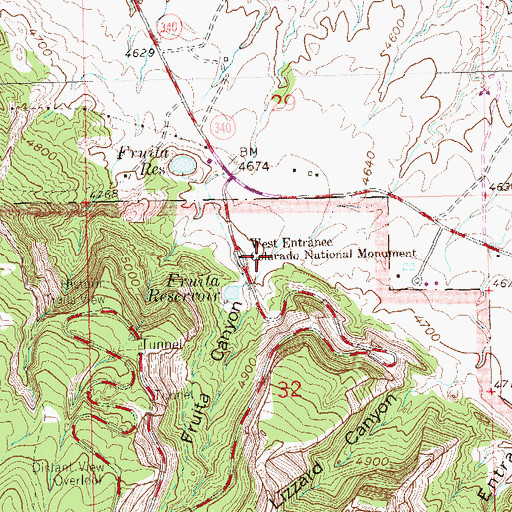 Topographic Map of Fruita Canyon, CO