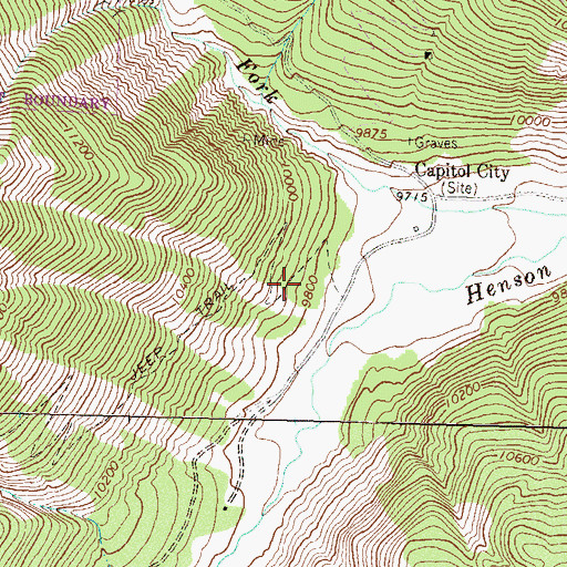 Topographic Map of Young America Mine, CO