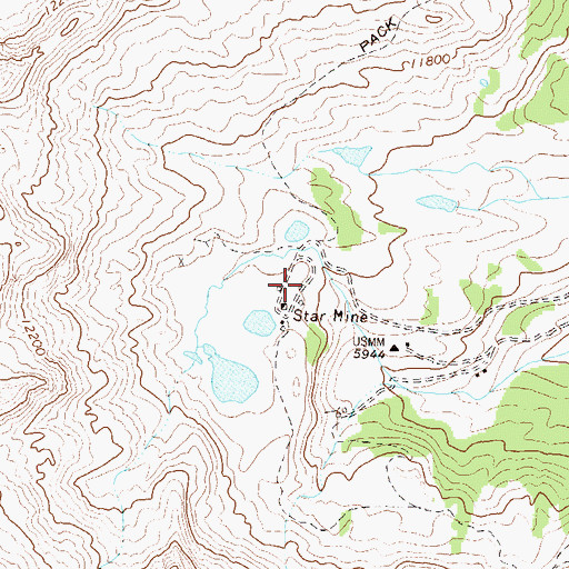 Topographic Map of Bull Domingo Shaft Mine, CO