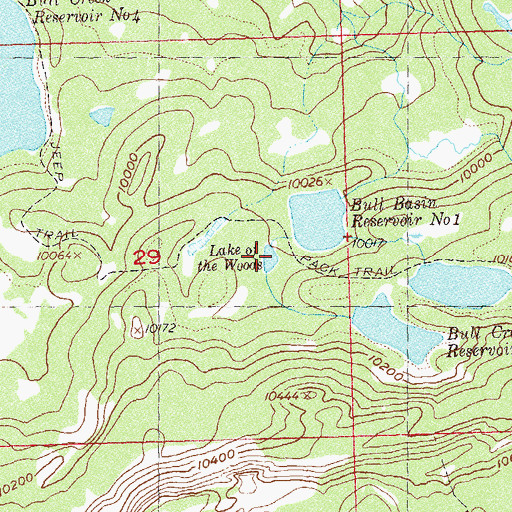 Topographic Map of Lake of the Woods, CO