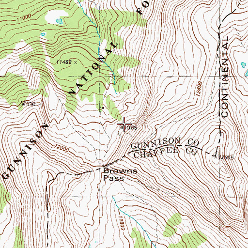 Topographic Map of Browns Cabin Mine, CO