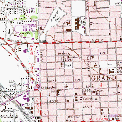 Topographic Map of Hawthorne School, CO
