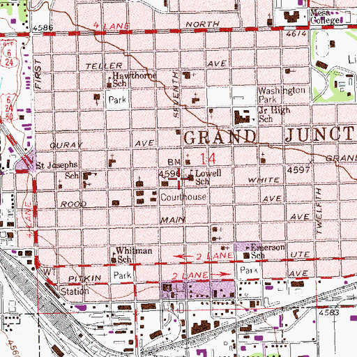 Topographic Map of Lowell School, CO