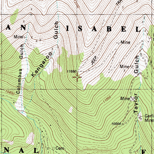 Topographic Map of Alpha and Beta Mine, CO