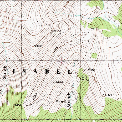 Topographic Map of Bonnie Belle Mine, CO