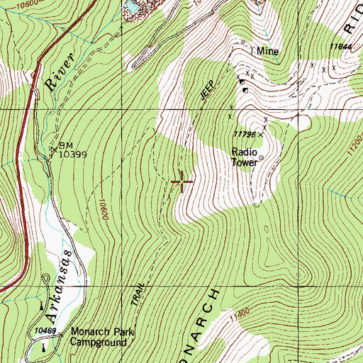 Topographic Map of Hawkeye Number One Mine, CO