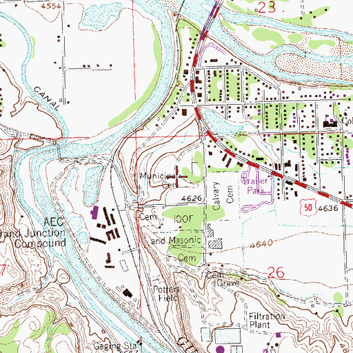 Topographic Map of Calvary Cemetery, CO
