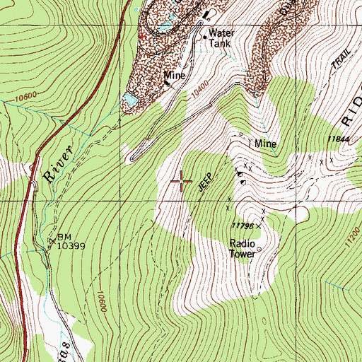 Topographic Map of Hawkeye Number Three Mine, CO