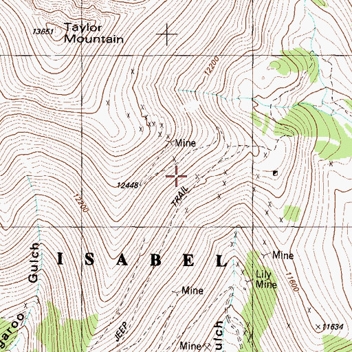 Topographic Map of Indianapolis Mine, CO