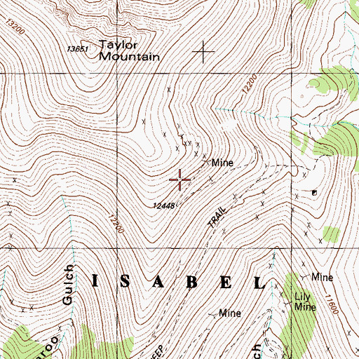 Topographic Map of Iron Duke Mine, CO