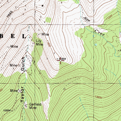Topographic Map of Missouri Boy Mine, CO
