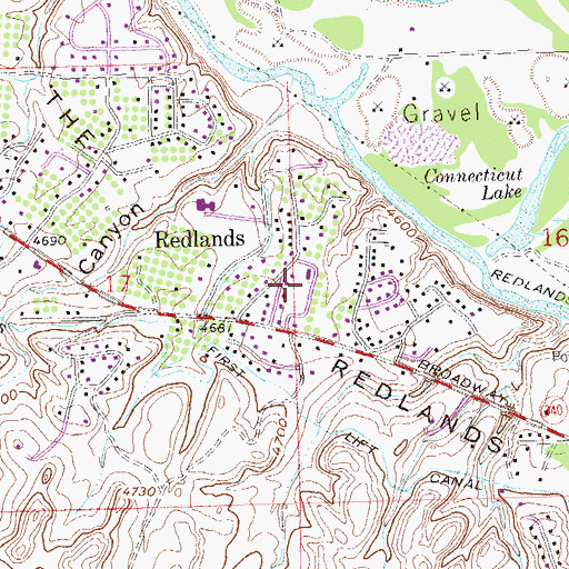 Topographic Map of The Redlands, CO