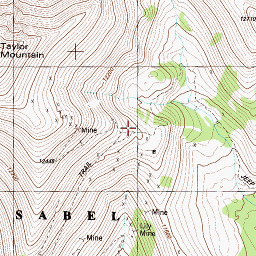 Topographic Map of Song Bird Mine, CO