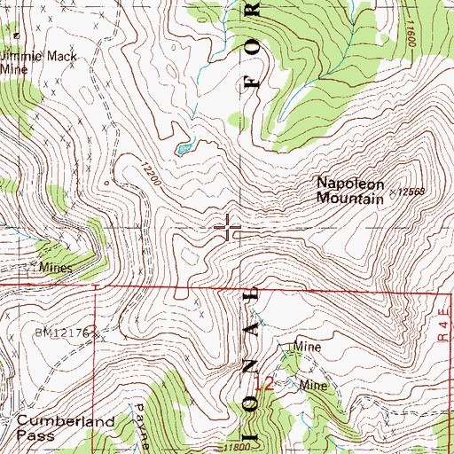 Topographic Map of Cumberland Mine, CO