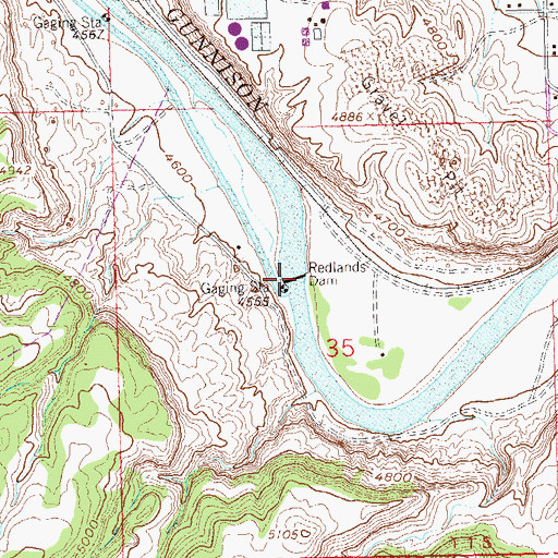 Topographic Map of Redlands Dam, CO