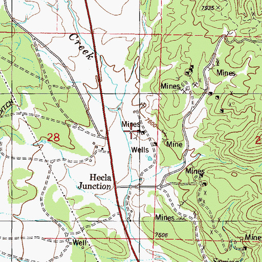 Topographic Map of Bancroft Mine, CO
