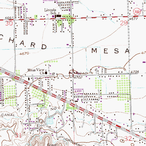 Topographic Map of Orchard Mesa, CO