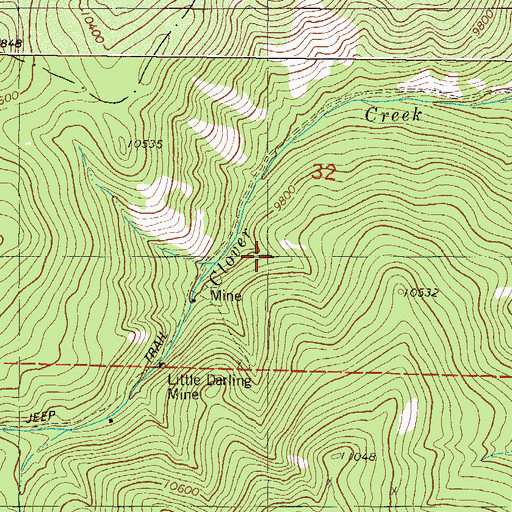 Topographic Map of Clover Creek District Mine, CO