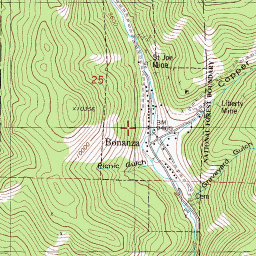 Topographic Map of Defiance Mine, CO