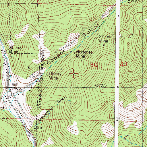 Topographic Map of Empress Josephine Mine, CO