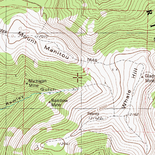Topographic Map of Great Mogul Mine, CO
