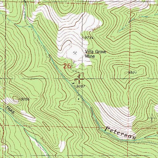 Topographic Map of Hall Turquoise Mine, CO