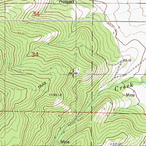 Topographic Map of Hornet Manganese Mine, CO