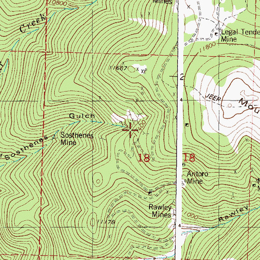 Topographic Map of Little Jennie Mine, CO