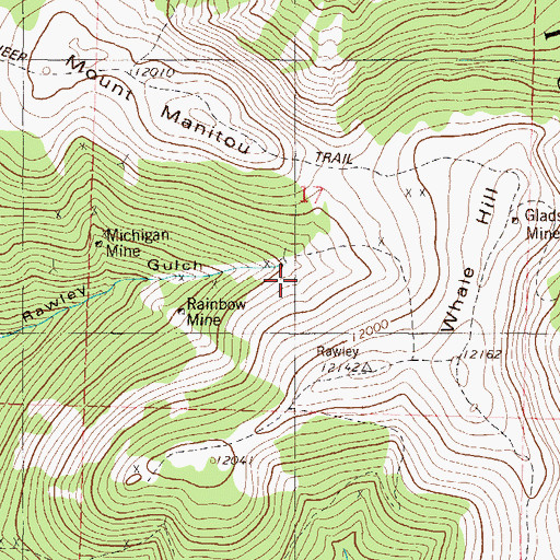 Topographic Map of Little Manitou Mine, CO