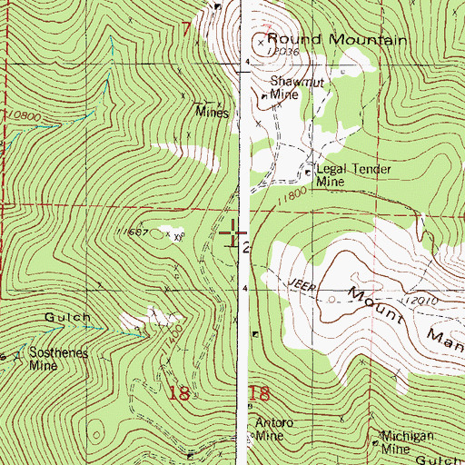 Topographic Map of Radcliff Shaft Mine, CO