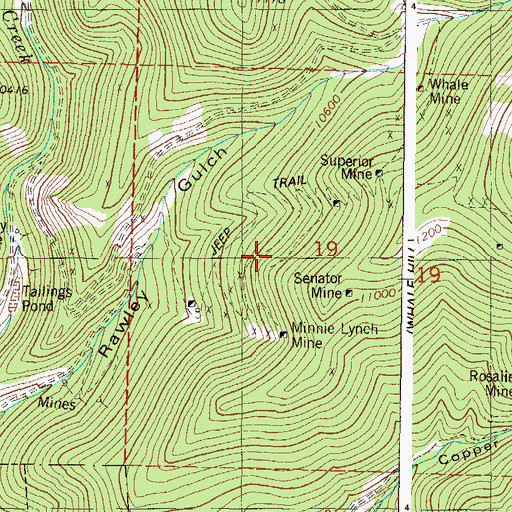 Topographic Map of Wainright Mine, CO
