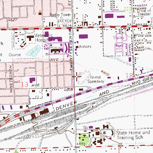 Topographic Map of Grand Speedway, CO