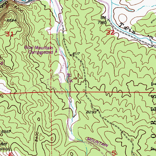 Topographic Map of Blue Bird Mine, CO