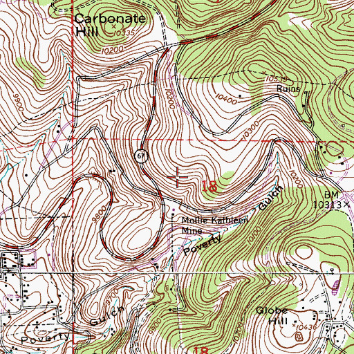 Topographic Map of Black Diamond Mine, CO