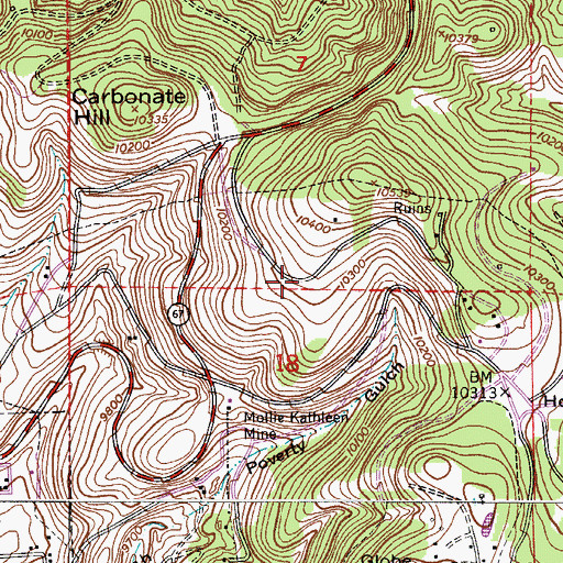 Topographic Map of Tenderfoot Hill Mine, CO