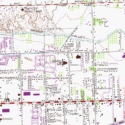 Topographic Map of Nisley Elementary School, CO