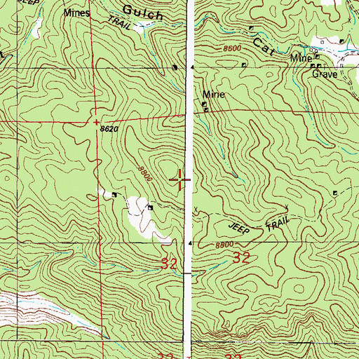 Topographic Map of Dangerfield Mine, CO