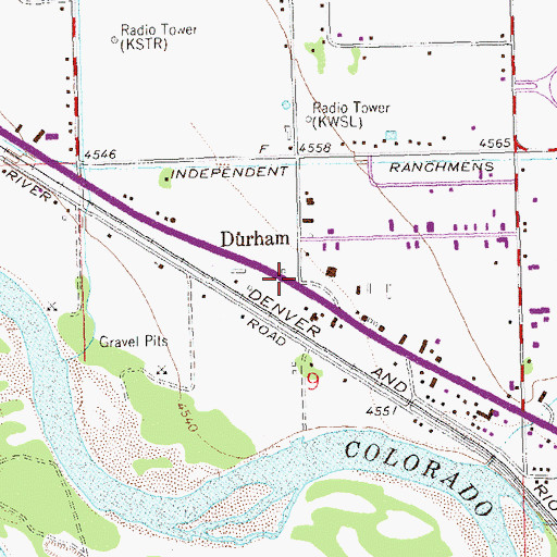 Topographic Map of Durham, CO